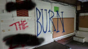 Lord Stirling School Redevelopment Wall Graffiti - The Burn